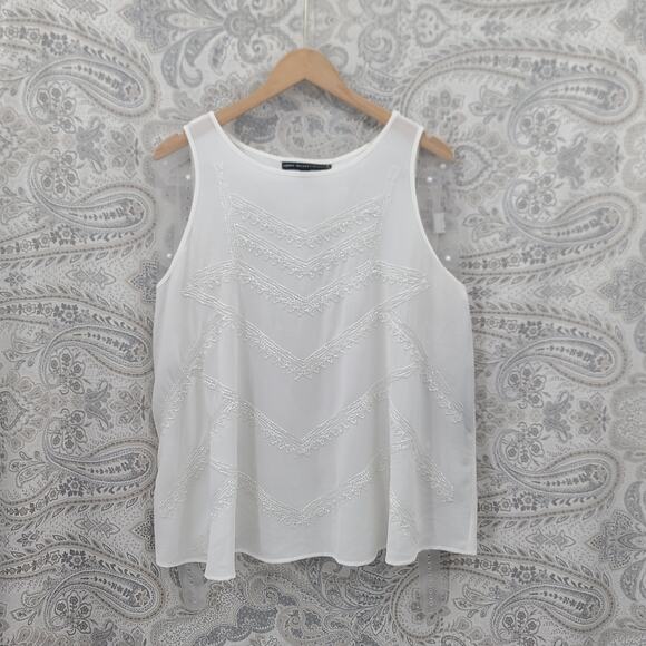 Torrid beaded chevron sheer chiffon women's tank top White Size 1 Party Festival - Picture 2 of 12